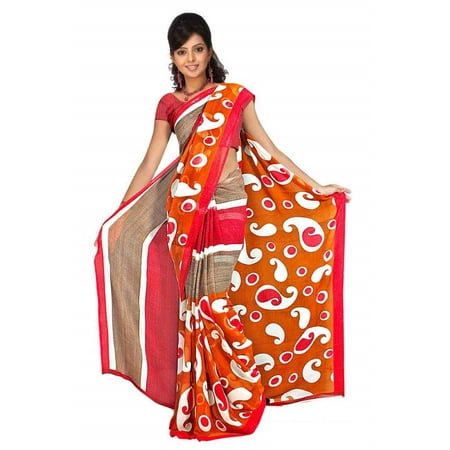 - Bhagyasri Georgette Printed Casual Saree Sari Bellydance fabric