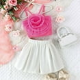 thumbnail image 2 of WBQ Girl's 2 Piece Outfits 3d Flower Rib Knitted Sleeveless Camisole Top and Shorts Set, 2 of 5