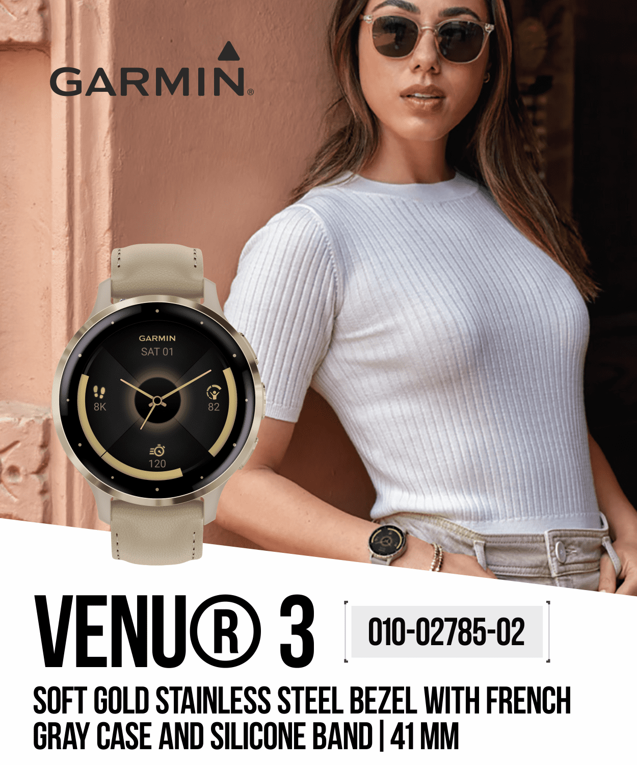 010-02785-04  Garmin Venu 3S Smartwatch Ivoire