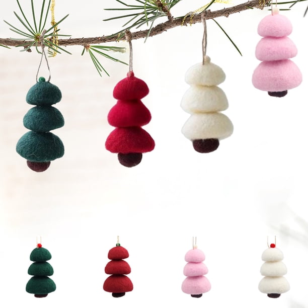 Colgantes de árbol de Navidad hechos de fieltro de lana, bolas de espuma, adornos de corona de pino, accesorios hechos a mano para bricolaje, decoraciones navideñas para ventanas y Akmoler