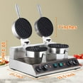 thumbnail image 4 of Commercial Waffle Maker, Electric Waffle Making Machine, Non-Stick Waffle Iron Machine 50-250℃ 110V 2400W for Home, Restaurant and Snack Bar - 2 Heads, 4 of 7