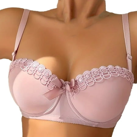 Women Lace Bra Full Coverage Bralettes Supportive Workout Bras Lady Underwire Double Support Brassiere Minimizer Bra Scalloped Push Up Bras Comfy Seamless Tops
