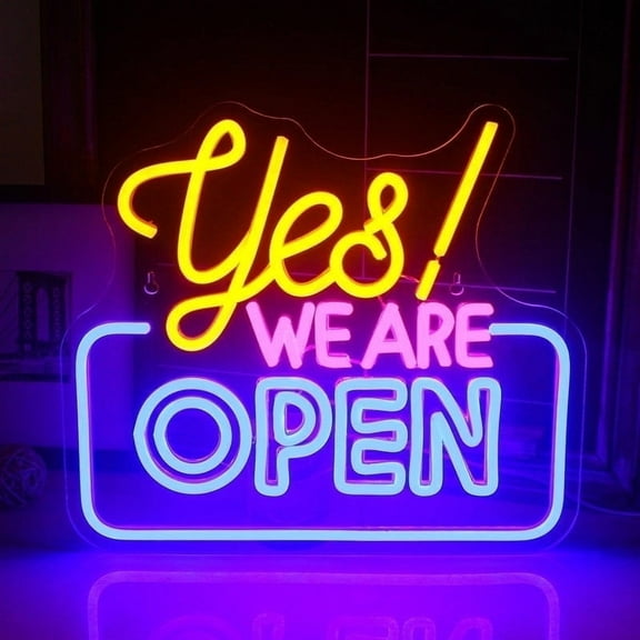 CADODIS LED Open Sign Neon Yes!WE ARE OPEN Light Business Storefront Window Bar Cafe Restaurant USB Powered Dimmable High Visibility Display