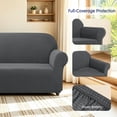 thumbnail image 5 of Subrtex 1 Piece Stretch Jacquard Couch Cover, Sofa Slipcover for 3 Cushion Couch, Machine Washable Furniture Protector (Sofa, Gray), 5 of 9