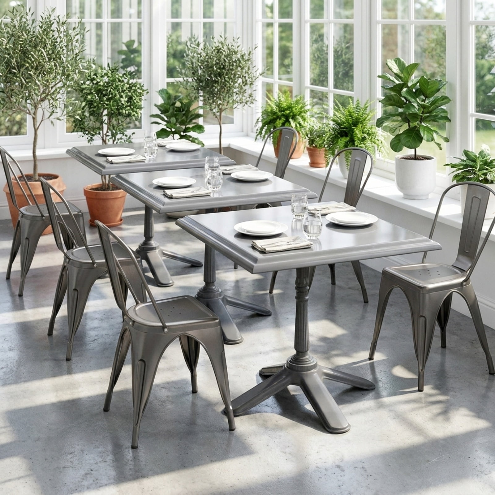 Furnibear Metal Dining Chairs Set of 4 with Removable Backrest for Dining Room Restaurant Living Room-Gun for Kitchen Dining Room Living Room, Gray