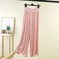 thumbnail image 2 of Womens Plus Size Wide Leg Palazzo Pants Drawstring Elastic Waist Pleated Flowy Trousers Fashion Vacation Workout Pants Pink, 2 of 5