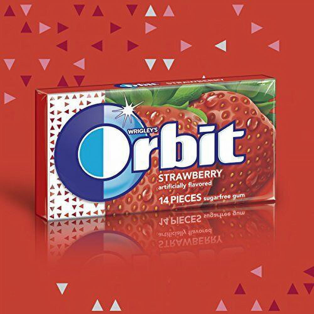ORBIT Strawberry Sugar Free Chewing Gum, 14 pieces, (12 Pack)