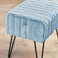 thumbnail image 6 of Home Soft Things Super Soft Faux-Fur Upholstered Stool Ottoman, Forget Me Not, 19"x13"x17", 6 of 7