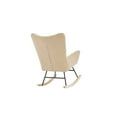 thumbnail image 5 of Soft Teddy Fabric Rocking Chair, Upholstered Glider Chair with High Backrest and Wooden Legs, Nap Armchair for Nursery Living Room Bedroom Balcony, Cream, 5 of 8