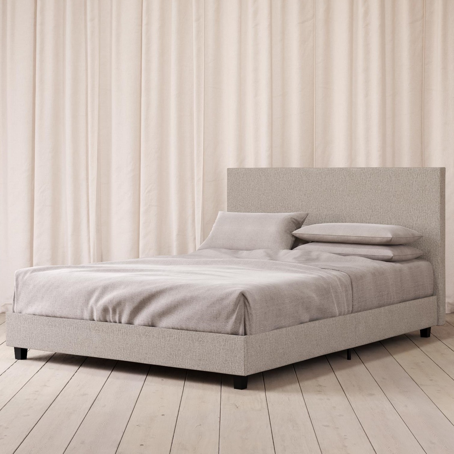 Mainstays Upholstered Bed, Full Bed Frame, Gray Linen