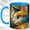 Blue, variant on Mosaic Cat Face Coffee Mug, Colorful Feline Mug, Ceramic 11 oz