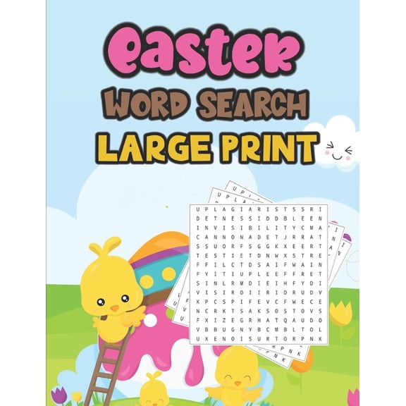 Easter Word Search : Large Print Word Search Puzzle Book for Adults and Kids, With Solutions, Perfect Easter Gifts for Adults, Kids, Teens and Seniors (Paperback)