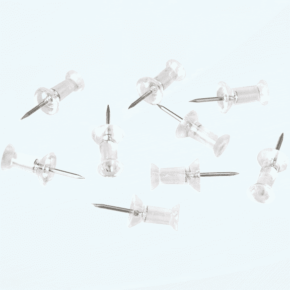 Push Pins Tacks, Clear Plastic Head, Steel Point, 100-Pack