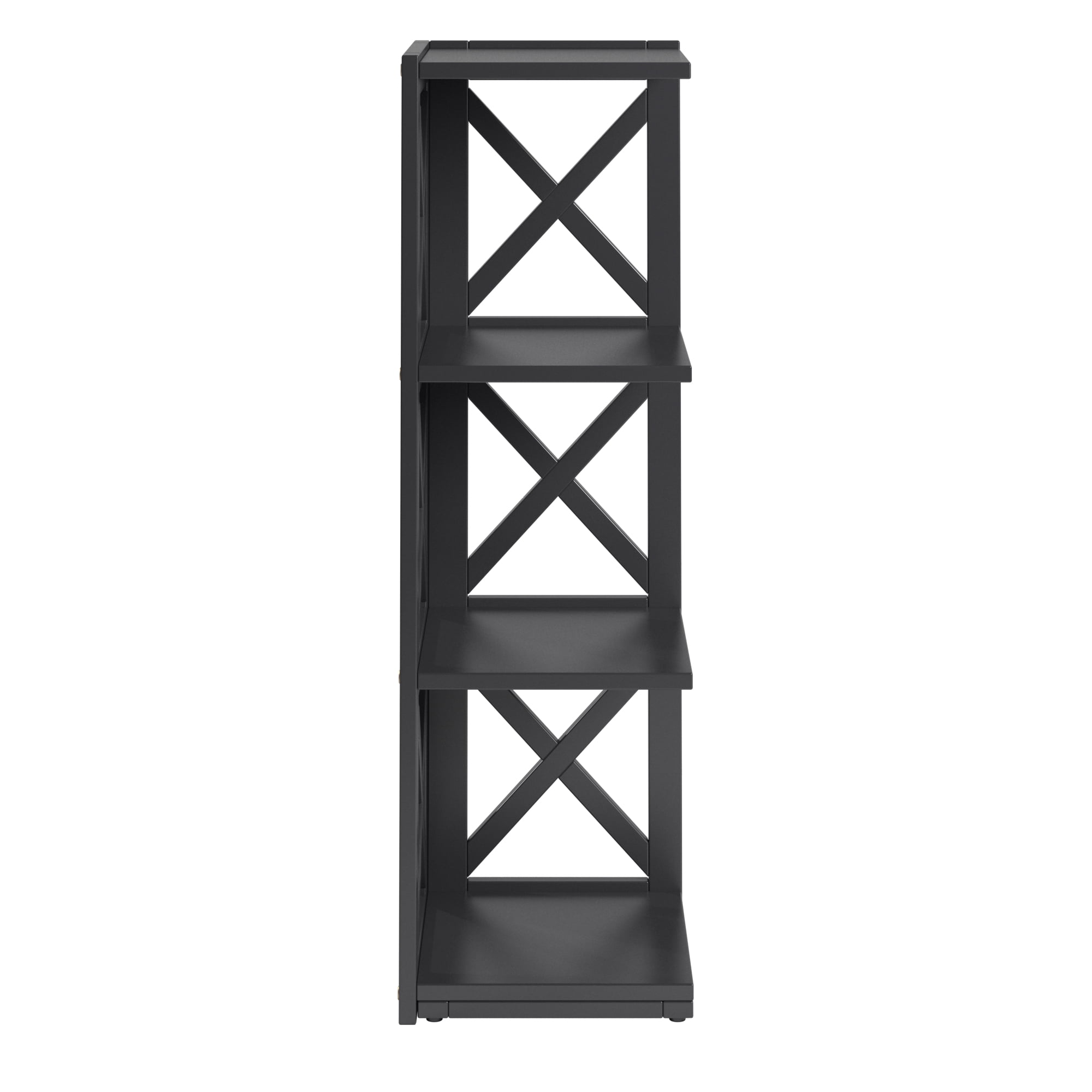 Weston Home Rebecca Wood 3-Shelf Corner Bookcase, Black