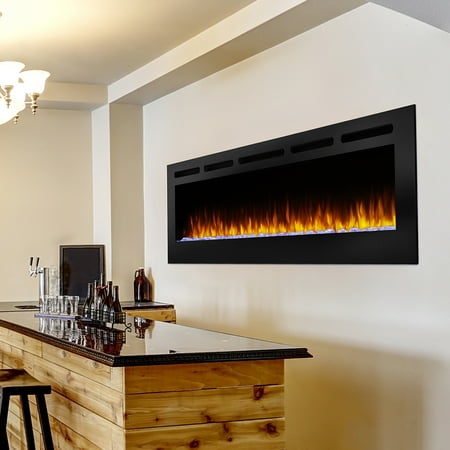 SimpliFire 84 inch Allusion Linear Electric Fireplace - Black, SF-ALL84-BK