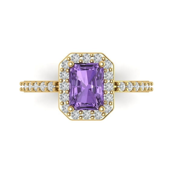 Clara Pucci 14K Yellow Gold 1.92ct Alexandrite Halo Ring for Women