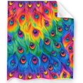 thumbnail image 4 of Peacock Feathers Blanket Soft flannel Throw Blanket Plush Blankets for Couch Bed Peacock Gifts for Boys Girls Kids Adults, 4 of 6