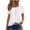 White, variant on Staron Summer Casual Blouse for Women Short Sleeve Round Neck Button Down Shirt Solid Color Pullover Top, Army Green S