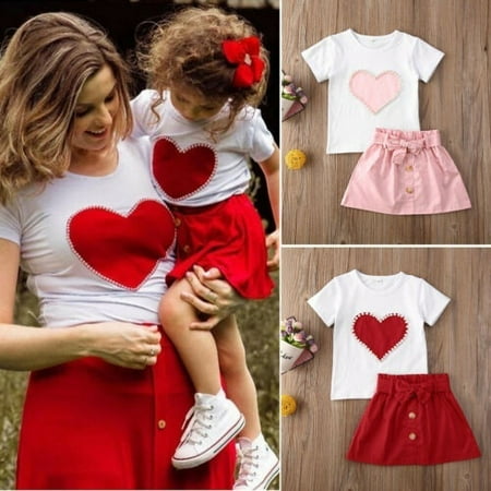

2PCS Toddler Kids Baby Girls Short Sleeve Tops T-shirt Mini Skirt Dress Party Clothes Outfits Set