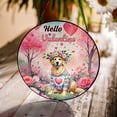 thumbnail image 3 of Hello Valentine’s Day Golden Retriever Flower Crown Romantic Pink Floral Stained Glass Suncatcher Goldens Dog Lover Gifts Idea Window Hanging Sign Decor - 00031, 3 of 5