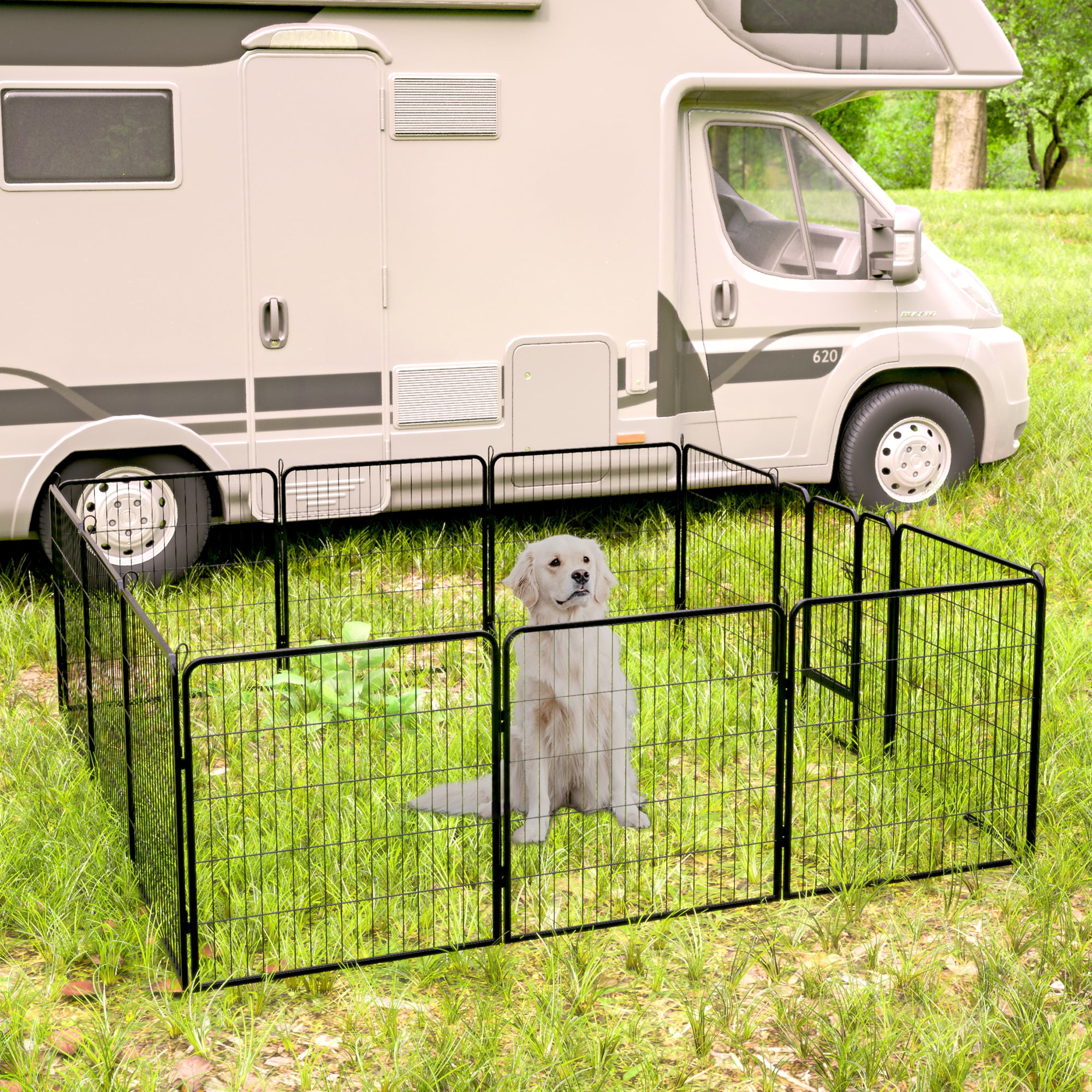 Pefilos 12-Panel Heavy Duty Metal Dog Playpen Portable Outdoor Folding 32"x32" Large Indoor Metal Puppy Dog Run Fence with Doors, Black Pefilos 12-Panel Heavy Duty Metal Dog Playpen Portable Outdoor Folding 32"x32" Large Indoor Metal Puppy Dog Run Fence with Doors, Black