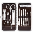 thumbnail image 1 of Tseoa Kit de manicura, pedicura, cortaúñas, kit de aseo profesional, herramientas para uñas con lujoso estuche de viaje, juego de 12... (cortaúñas 12 piezas), 1 of 5