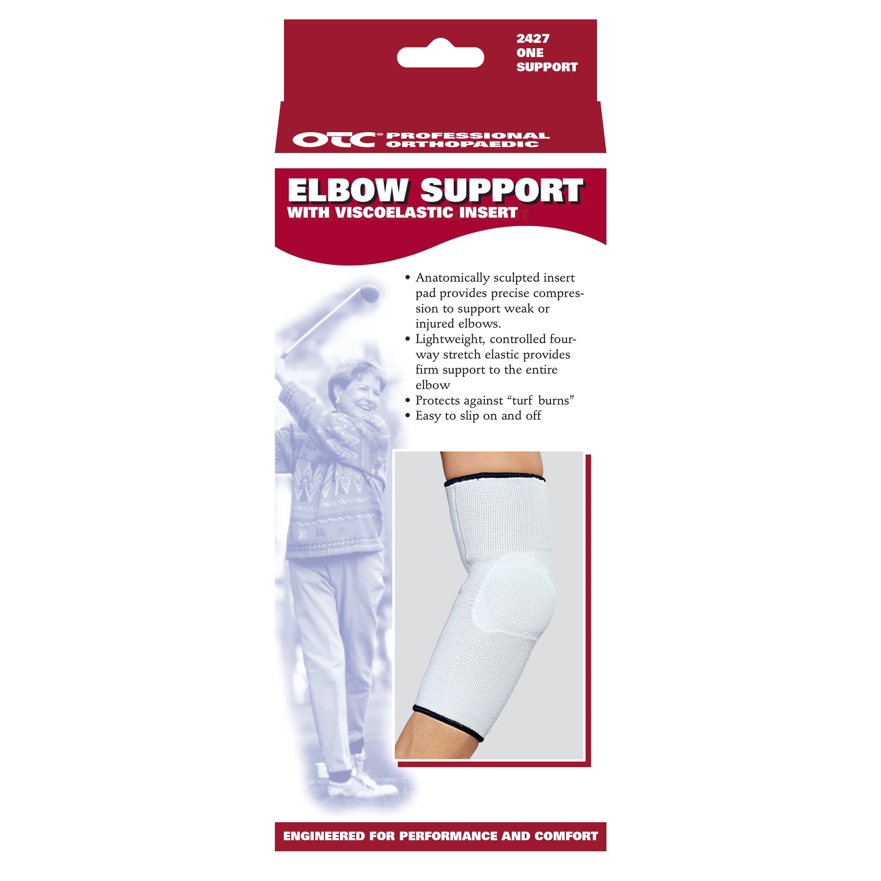 OTC Elbow Support with Viscoelastic Insert, White, X-Large