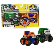 Tonka Monster Metal Movers Combo Pack - City Service (Garbage Truck & Cement Mixer) - 3" Tall, Super Grip Tires, Durable Toy Monster Trucks, Great Gift, Kids Ages 3+