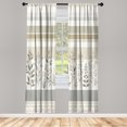 thumbnail image 2 of Ambesonne Striped Curtains, Modern Simple Boho Leaves, Pair of 28"x63", Pale Grey Eggshell Dusk, 2 of 2