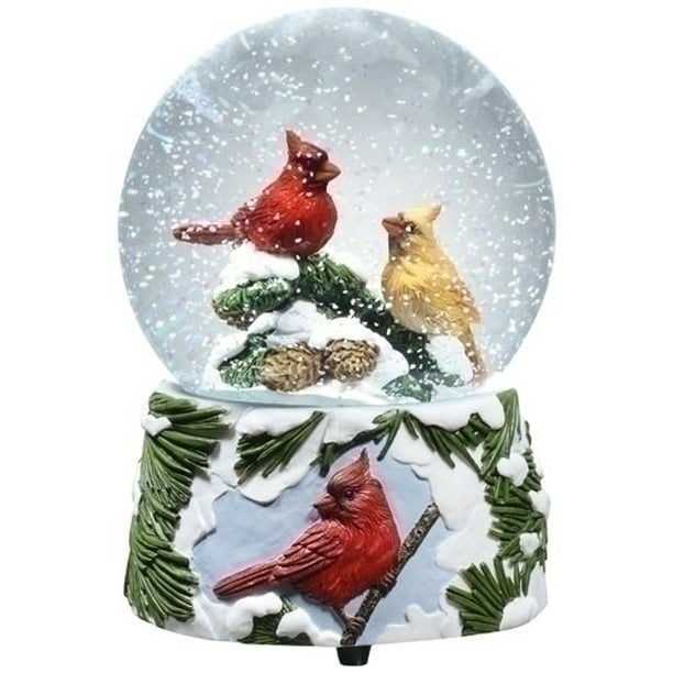 5 5 Musical Cardinal Bird Christmas Snow Globe Glitterdome Walmart Com Walmart Com