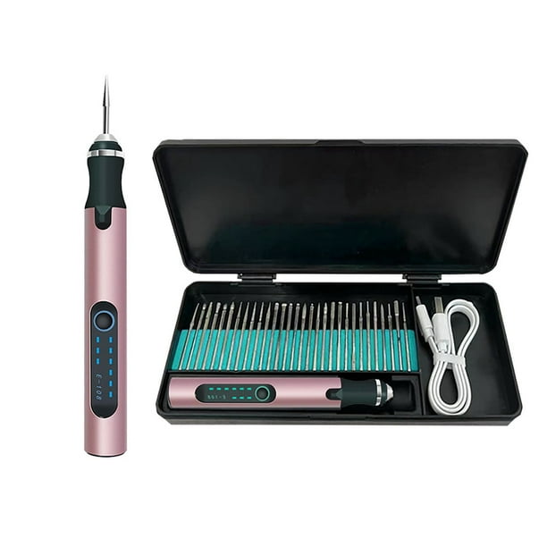 Bolígrafo de grabado profesional para manualidades | Juego de 30 brocas para madera, metal, vidrio y cerámica | Grabador eléctrico portátil con velocidad de 5000 a 15000 RPM | Perfecto para princip