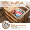thumbnail image 4 of Night Stand Set of 2 Rattan Nightstands with Charging Station 23.6" Wide Boho Bedside Tables with 2 Drawers Modern Larger Nightstands, Brown, 4 of 8