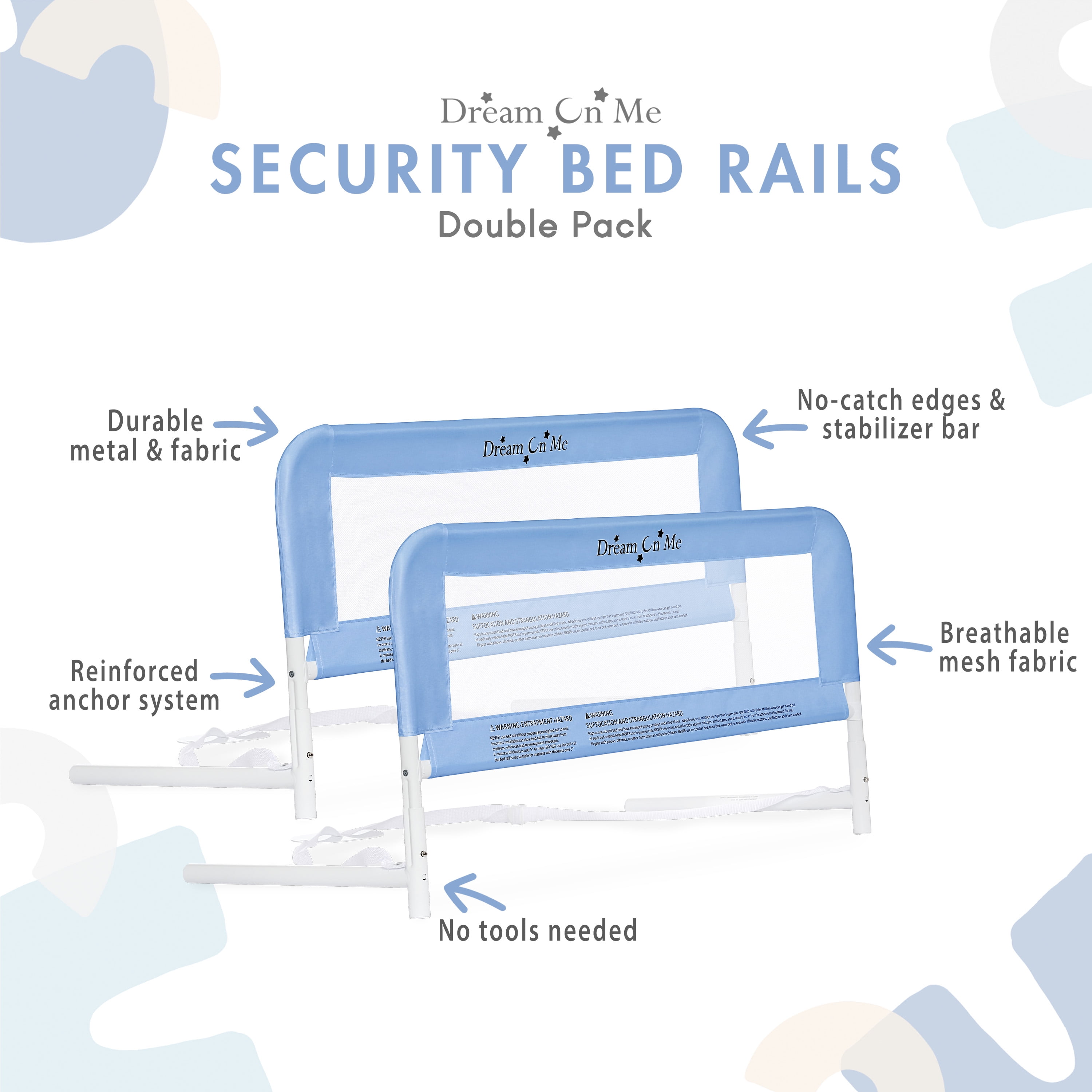 Dream On Me 419B Blue Mesh Bed Security Rail, Safety Railing Size 15 inch  YB69 885399038724