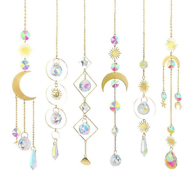 Paquete de 6 atrapasoles de cristal colgantes con cadena para ventana, hogar, jardín, fiesta de Navidad