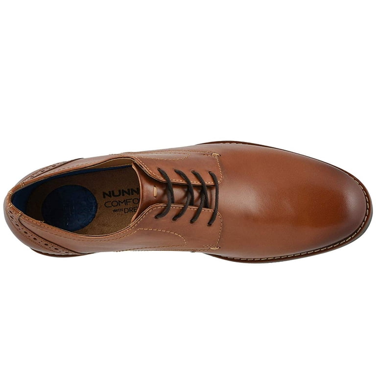 Nunn Bush Fifth Ward Flex Plain Toe Oxford Shoes Cognac 