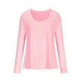 thumbnail image 4 of AXXD Womens Work Tops Pink Basic Summer 2024 Trendy Round-Neck Long Sleeve Casual T-shirt Top Solid Blouse, 4 of 6