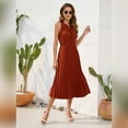 thumbnail image 2 of IWEMEK Dresses for Women Boho Outdoor Halterneck Sundress Cocktail Long Flowy Dress Tangerine Sleeveless Brunch Clothing, 2 of 7
