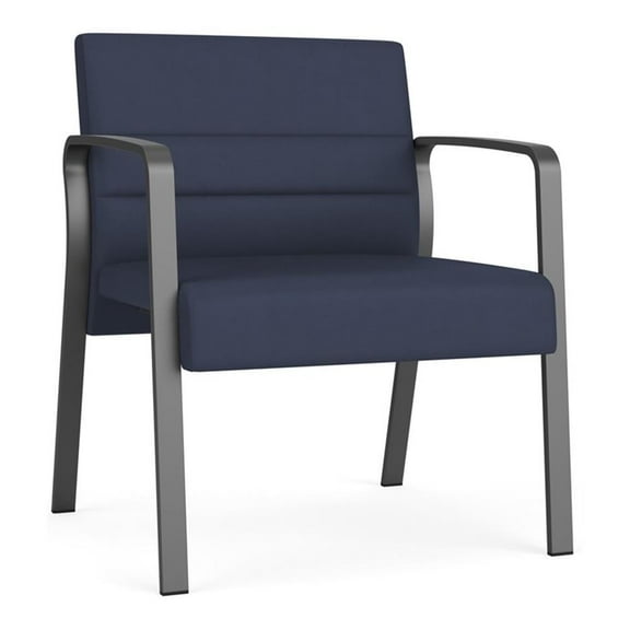 Waterfall Reception Waiting Oversize Guest Chair / Charcoal Steel / Blue