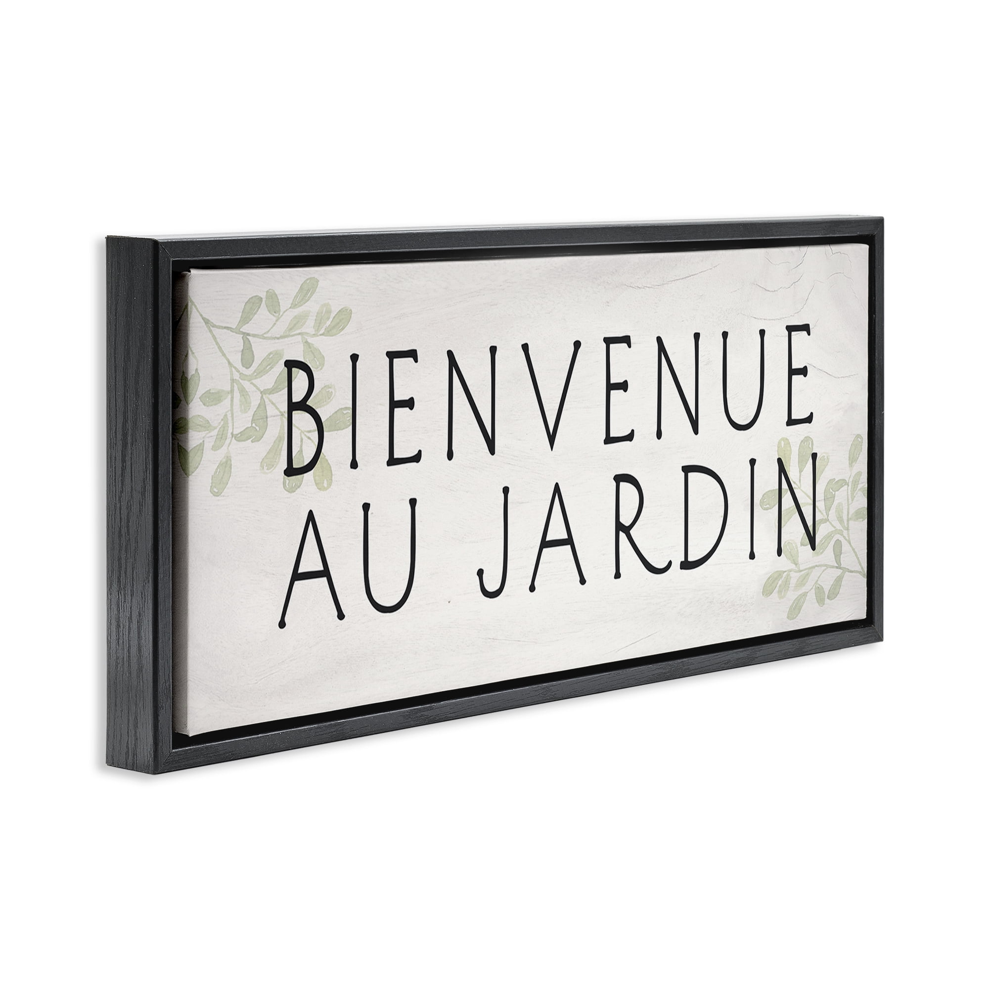 Stupell Industries Welcome to Garden Rustic Text & Numbers Painting Black Floater Framed Canvas Art Print Wall Art, 25 x 11
