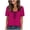 Hot Pink, variant on Tops for Women Trendy Short Sleeve V Neck Plaid Patchwork 2 in 1 T-Shirts Casual Tunic Blouses Fashion Tees