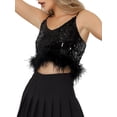 thumbnail image 4 of INSPIRE CHIC Women's Top Metallic Glitter Sequin Crop Sparkle V Neck Sleeveless Party Club Tops XS Black, 4 of 5