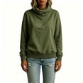 thumbnail image 5 of Women Cowl Neck Turtleneck Knit Pullover Sweater, Soft Thick Long Sleeve Loose Drop‑Shoulder Sweatshirt, Casual Daily Tops for Fall Winter, 5 of 6