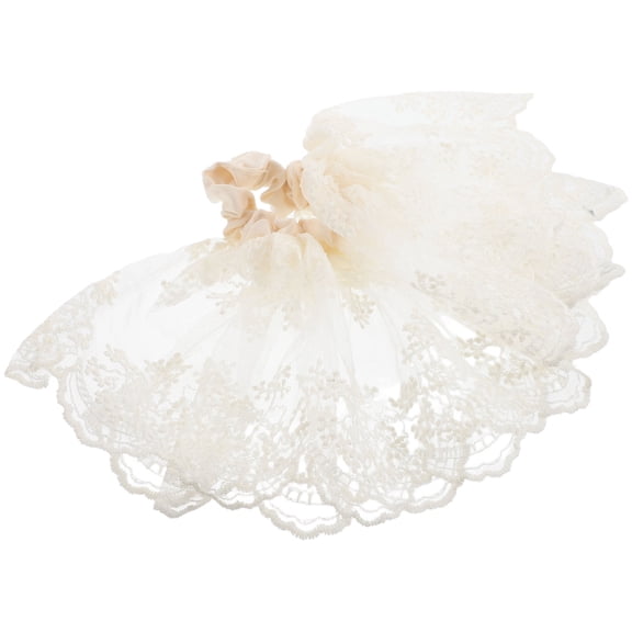 SEWCHICS Beige Lace Hair Scrunchies for Women's Elegant Cloth Ponytail Holder Ideal for Daily and Special Occasions Size 1.5 inches