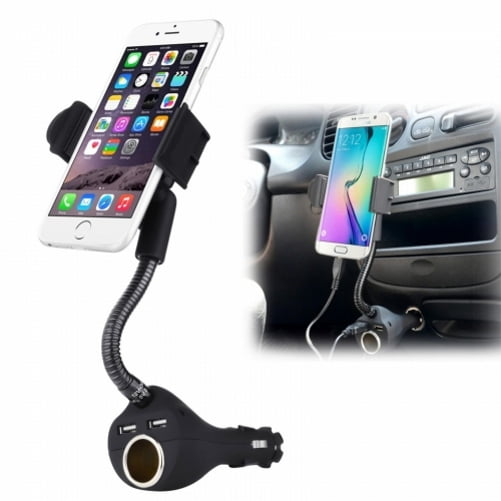 Car Mount DC Socket Charger Holder for Samsung Galaxy S20/S21/S22/Ultra/Plus A03s A13 A32 A42 A50 A51 A52 A53 A71 A72 A73 Phones - 2-Port USB Rotating Plug-in Cradle