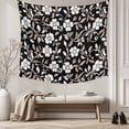 thumbnail image 5 of Black White Floral Tapestry for Bedroom Wall Hanging Tapestry, Farmhouse Vintage Botanical Leaves Ceiling Backdrop Tapestries Poster Blanket Wall Decor for Teens Room Living Room Dorm 59" x 79", 5 of 8