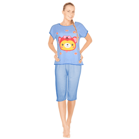 

JEFFRICO Womens Capri Set Sleepwear Soft Pajamas Sleep Nightshirts