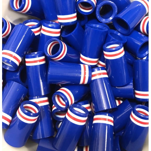 Iron Ferrules Blue w/ White & Red Rings 1”
