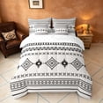 thumbnail image 3 of Manfei Southwestern Aztec Queen Bedding, Bohemian Black Beige Bedding Comforter Set Queen, Reversible 7-Piece, 3 of 6