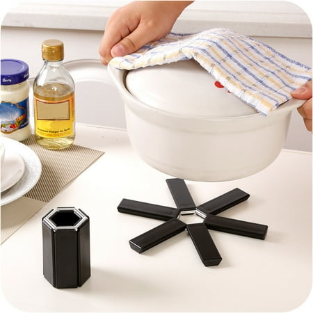 

Holder Foldable Black Heat Trivet Pot Kitchen Non-slip Pad Pan Mat Kitchen，Dining Bar Dinner Plate Mat TANGNADE