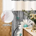 thumbnail image 2 of No Hook Shower Curtain with Built-in Rings - Rustic Daisy Washable Waterproof Fabric Bathroom Curtains for Hotel,Rentals, 72 X 72 Inch Long , Teal Flowers Grey Wood Textured, 2 of 9